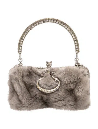Pre-owned Clara Kasavina Fur Evening Bag In Gray