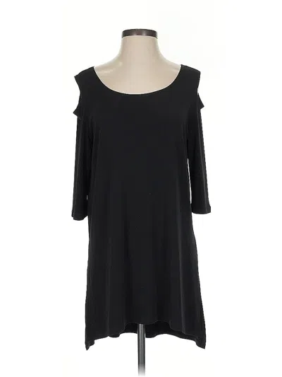 Pre-owned Clara Sun Woo 3/4 Sleeve Top Black Cold Shoulder Neckline Tops