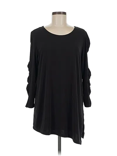 Pre-owned Clara Sun Woo 3/4 Sleeve Top Black Cold Shoulder Neckline Tops