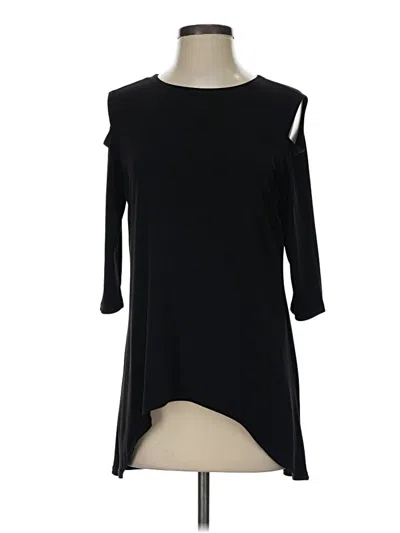Pre-owned Clara Sun Woo 3/4 Sleeve Top Black Cold Shoulder Neckline Tops