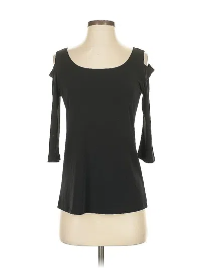 Pre-owned Clara Sun Woo 3/4 Sleeve Top Black Cold Shoulder Neckline Tops