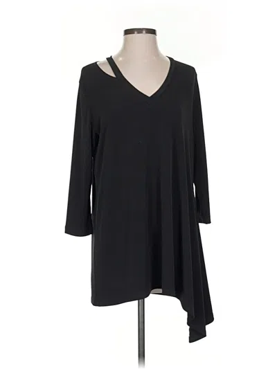 Pre-owned Clara Sun Woo 3/4 Sleeve Top Black Cold Shoulder Neckline Tops