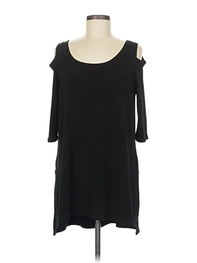 Pre-owned Clara Sun Woo 3/4 Sleeve Top Black Cold Shoulder Neckline Tops