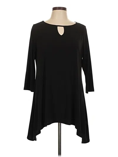 Pre-owned Clara Sun Woo 3/4 Sleeve Top Black Keyhole Neckline Tops