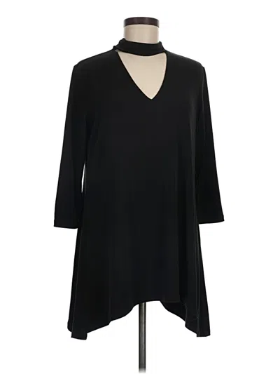 Pre-owned Clara Sun Woo 3/4 Sleeve Top Black Plunge Neckline Tops