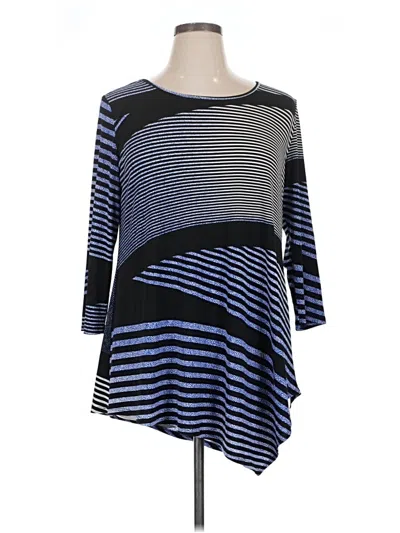 Pre-owned Clara Sun Woo 3/4 Sleeve Top Blue Boatneck Tops