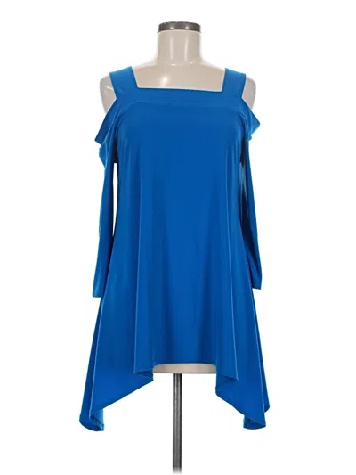 Pre-owned Clara Sun Woo 3/4 Sleeve Top Blue Cold Shoulder Neckline Tops