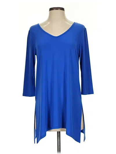 Pre-owned Clara Sun Woo 3/4 Sleeve Top Blue V-neck Tops