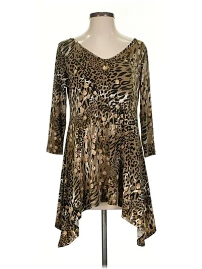 Pre-owned Clara Sun Woo 3/4 Sleeve Top Gold V-neck Tops