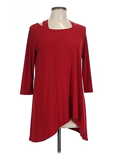 Pre-owned Clara Sun Woo 3/4 Sleeve Top Red Boatneck Tops