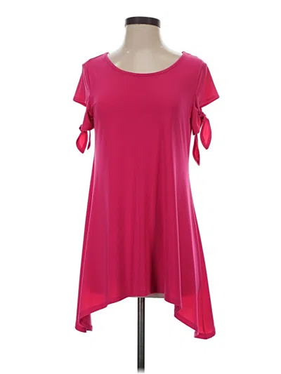 Pre-owned Clara Sun Woo Short Sleeve Top Pink Cold Shoulder Neckline Tops
