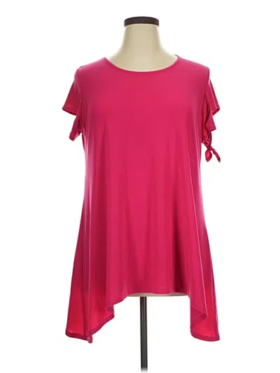 Pre-owned Clara Sun Woo Short Sleeve Top Pink Cold Shoulder Neckline Tops