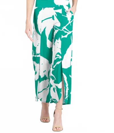 Clara Sunwoo Ankle Pant In Green And Ivory Print In Blue