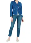 Clara Sunwoo Biker Leather Jacket In Liquid Colbalt In Multi