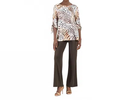 Clara Sunwoo Butter Knit Pull Tie Cuff Tunic Top In Cheetah Stripe In Multi