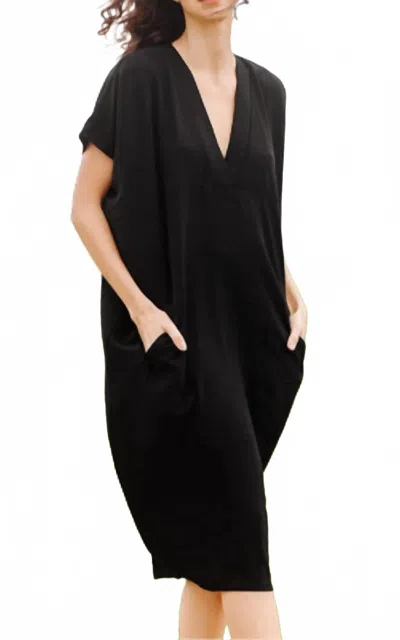 Clara Sunwoo Caftan Pocket Dress In Black In Yellow