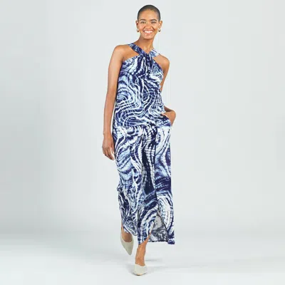 Clara Sunwoo Crepe Knit Grecian Halter Top In Swirl Wave In Multi