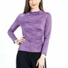 CLARA SUNWOO CRUSHED SILK KNIT - DRAPED NECK SIDE RUCHED TOP IN PLUM