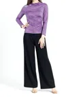 Clara Sunwoo Crushed Silk Knit - Draped Neck Side Ruched Top In Plum In Pink