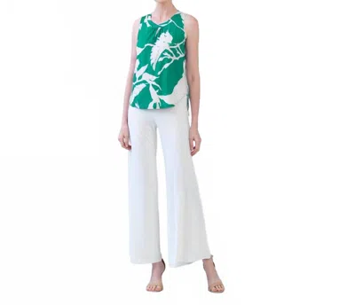 Clara Sunwoo Floral Print Soft Knit Tank Blouse In Green