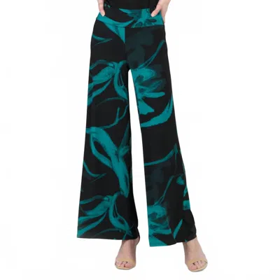 Clara Sunwoo Floral Signature Palazzo Pants In Teal/black