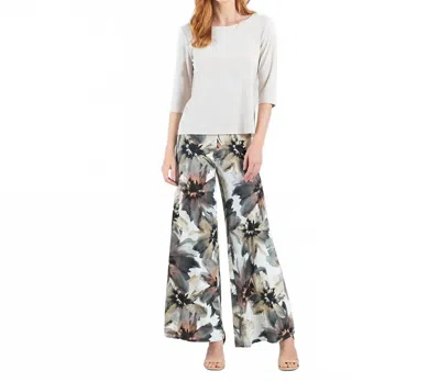 Clara Sunwoo Gauze Knit Palazzo Wide Leg Pant In Bone/multi In Gray