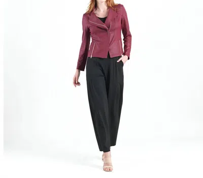 Clara Sunwoo Leather Jacket With Hem Zip In Merlot In Red