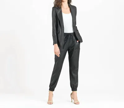 Clara Sunwoo Liquid Leather Blazer In Black