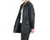 Clara Sunwoo Liquid Leather Drawstring Waist Utility Jacket In Black In Black