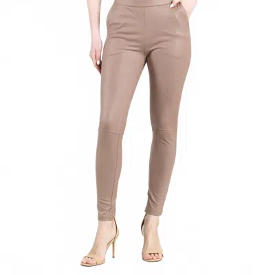 Clara Sunwoo Liquid Leather Pull On Pant In Taupe In Gray