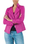 Clara Sunwoo Liquid Leather Signature Jacket In Magenta In Pink