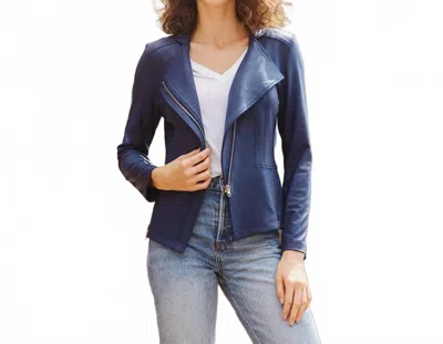 Clara Sunwoo Liquid Leather Signature Jacket In Navy In Blue