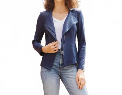 Clara Sunwoo Liquid Leather Signature Jacket In Navy In Blue
