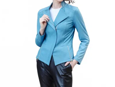 Clara Sunwoo Liquid Leather Signature Jacket In Sky Blue