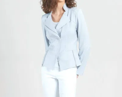 Clara Sunwoo Liquid Leather Signature Jacket In Stone In Blue