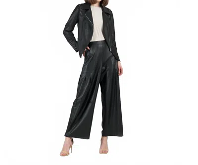 Clara Sunwoo Liquid Leather Studded Jacket In Liquid Black