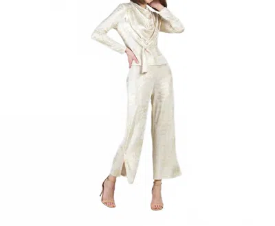 Clara Sunwoo Long Sleeve Loop Front Top In Champagne In White
