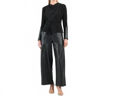 Clara Sunwoo Loop Front Liquid Leather Cuff Top In Black
