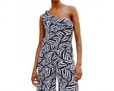 Clara Sunwoo One Shoulder Top In Black/white In Purple