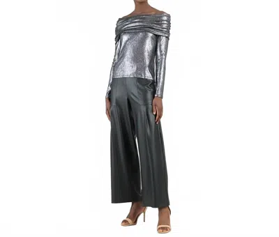 Clara Sunwoo Ruched Off-shoulder Top In Grey In Multi