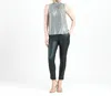 CLARA SUNWOO SHIMMER MOCK BLOUSE IN SILVER