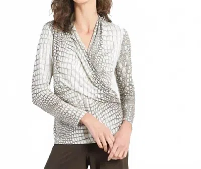 Clara Sunwoo Shimmer Textile Draped Pleat Top In Croc Scale In Gray