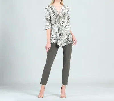 Clara Sunwoo Side Gathered Drape Hem Tunic In Olive Python In Multi