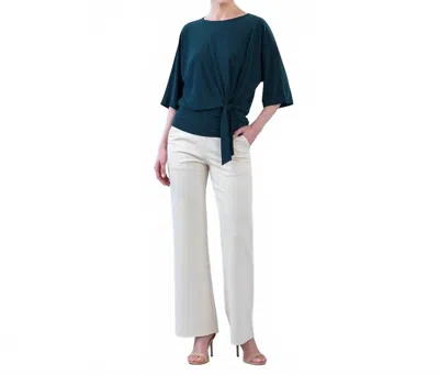 Clara Sunwoo Signature Side Tie Top In Hunter Green In Blue