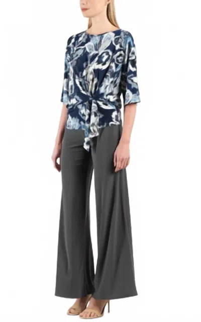 Clara Sunwoo Signature Side Tie Top In Navy/silver In Multi