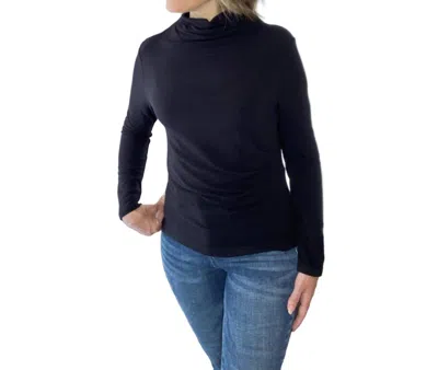 Clara Sunwoo Silky Knit Top With Side Ruching In Black