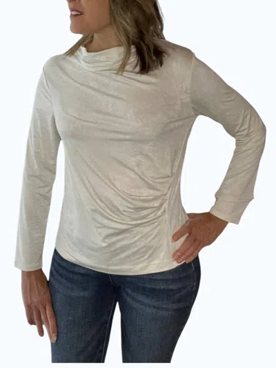 Clara Sunwoo Silky Knit Top With Side Ruching In Ivory In White