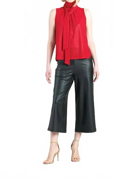 Clara Sunwoo Sleeveless Mock Neck Blouse With Neck Bow Tie In Red
