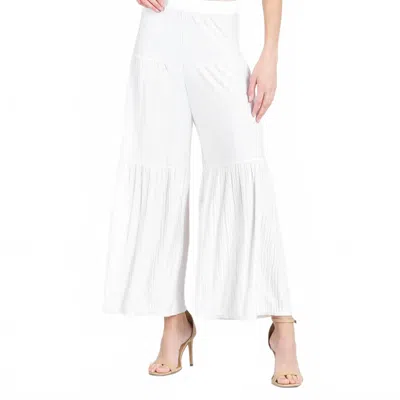 Clara Sunwoo Soft Pleat Knit Tiered Skirt Pant In Ivory In Multi
