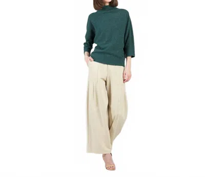 Clara Sunwoo Soft Ribbed Cashmere Funnel Neck Sweater In Hunter Green
